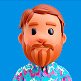 Melbet avatar of a man with a red beard and a floral shirt