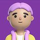 Melbet avatar of a boy with purple hair and a yellow hoodie
