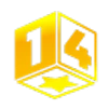 Melbet game provider logo: golden cube with "14"