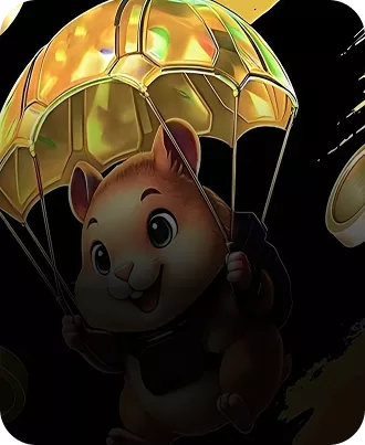 Cartoon hamster with parachute for Melbet mobile bonuses