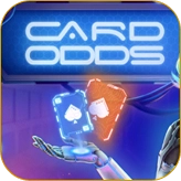 An animated hand holding two glowing playing cards with the title "CARD ODDS" for Melbet casino