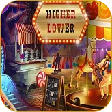 Игра в карнавальном стиле с надписью "HIGHER LOWER" и каруселью для Melbet