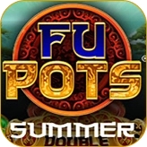 An Asian-themed slot game with the title "FU POTS" and a "SUMMER DOUBLE" bonus for Melbet