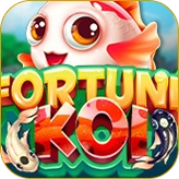 Анимированная слот-игра с мультяшным карпом кои и надписью "FORTUNE KOI" для Melbet