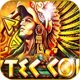 Слот-игра на тему ацтеков со стилизованной золотой фигурой и названием "AZTECA" для Melbet